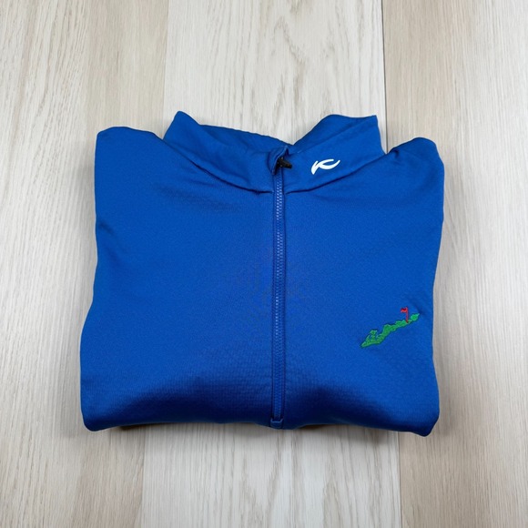 KJUS Mens Blue Diamond Fleece Half-Zip Fishers Island Club Pullover Size M